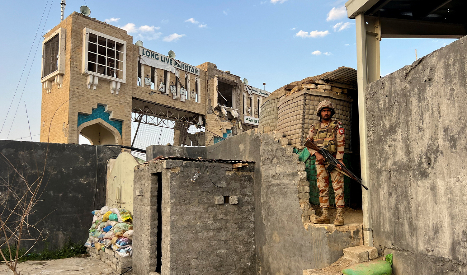 An army soldier stands at a post at the Friendship Gate, following the exchanges of fire between Pakistan and Afghanistan forces, at the border crossing between the two countries, in Chaman, Pakistan February 27, 2026. (REUTERS)