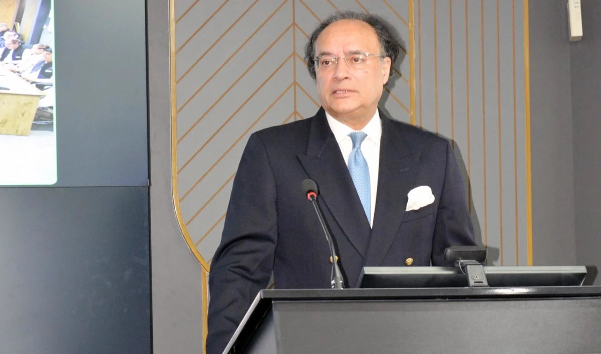 Federal Minister for Finance and Revenue Muhammad Aurangzeb addresses the officers of the 124th National Management Course at the National School of Public Policy (NSPP) in Lahore, Pakistan, on February 13, 2026. (Finance Ministry)