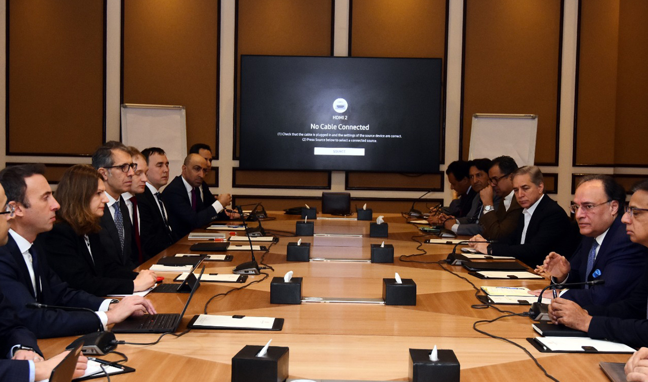 Pakistan’s delegation (right) meets with a visiting International Monetary Fund (IMF) team (left) for formal talks in Islamabad, Pakistan, March 2, 2026. (@Financegovpk/X)