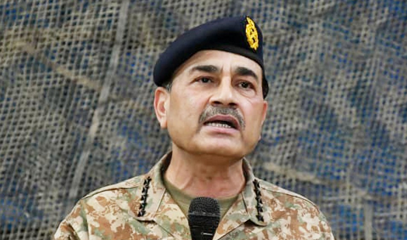 Pakistan’s Chief of Defense Forces Field Marshal Syed Asim Munir addresses troops in the South Waziristan district of Khyber Pakhtunkhwa province, on March 4, 2026. (ISPR)