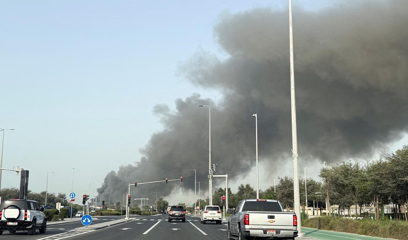 Smoke billows from Zayed port after an Iranian attack, following United States and Israel strikes on Iran, in Abu Dhabi, United Arab Emirates, March 1, 2026. (Reuters)