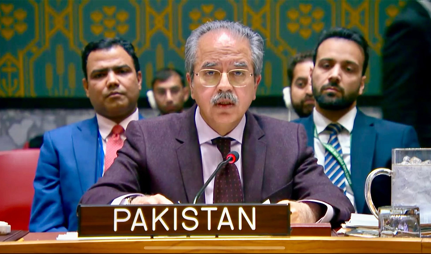 Pakistan's Permanent Representative, Ambassador Asim Iftikhar Ahmad, is addressing the UN Security Council briefing on “Energy, Critical Minerals, and Security” in New York, US, on March 5, 2026. (AN photo)