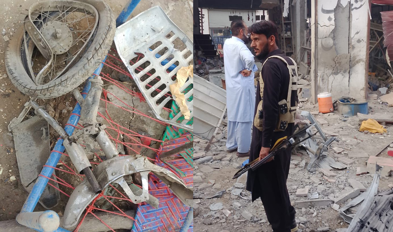 An image collage created on March 7, 2026, with pictures shared by Lakki Marwat police showing aftermath of a bombblast in Lakki Marwat, northern Pakistan. (Police)