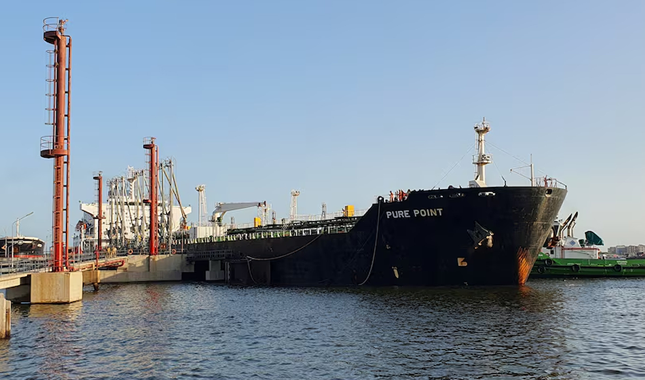 A view of the Russian oil cargo Pure Point, carrying crude oil, is seen anchored at the port in Karachi, Pakistan June 11, 2023. (Reuters/File)