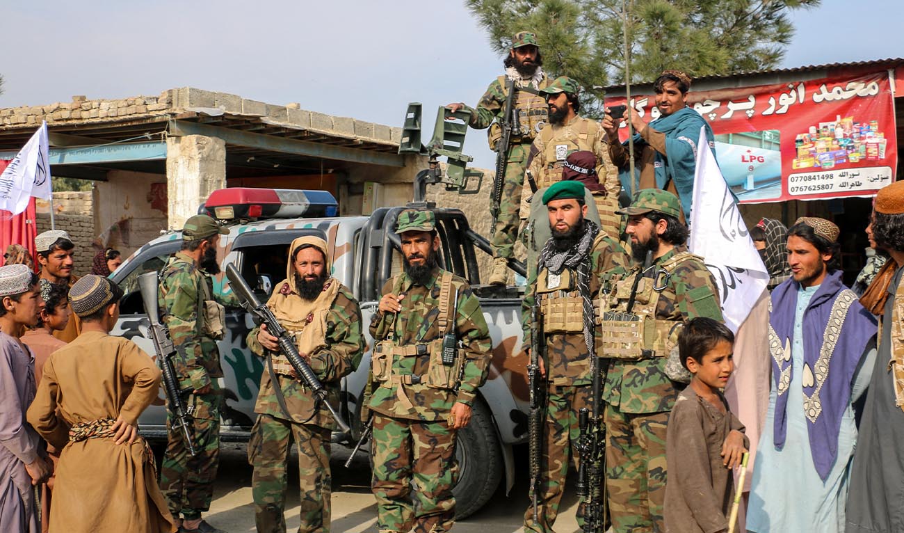 Afghan men welcome Taliban personnel as they gather to show their solidarity for them in the Gurbuz district of Khost province on March 4, 2026 amid ongoing cross-border conflict between Pakistan and Afghanistan. (AFP)