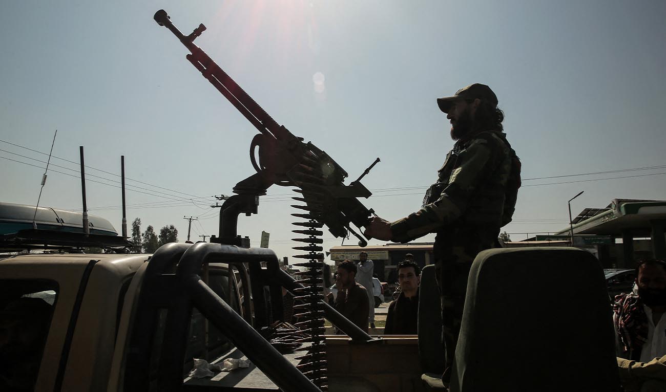 A Taliban security personnel rides an armed vehicle on the outskirts of Jalalabad on February 28, 2026, amid the ongoing clashes between Pakistan and Afghanistan. (AFP/ file)