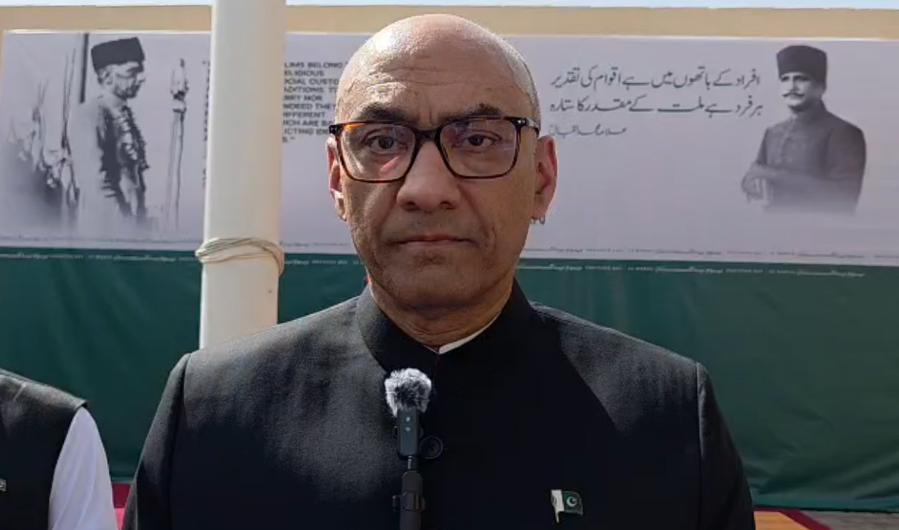 The screengrab taken from a video shows Ambassador Ahmad Farooq speaks at the Pakistani Embassy in Riyadh, Saudi Arabia, on March 24, 2026. (Screengrab/Rana Azeem)