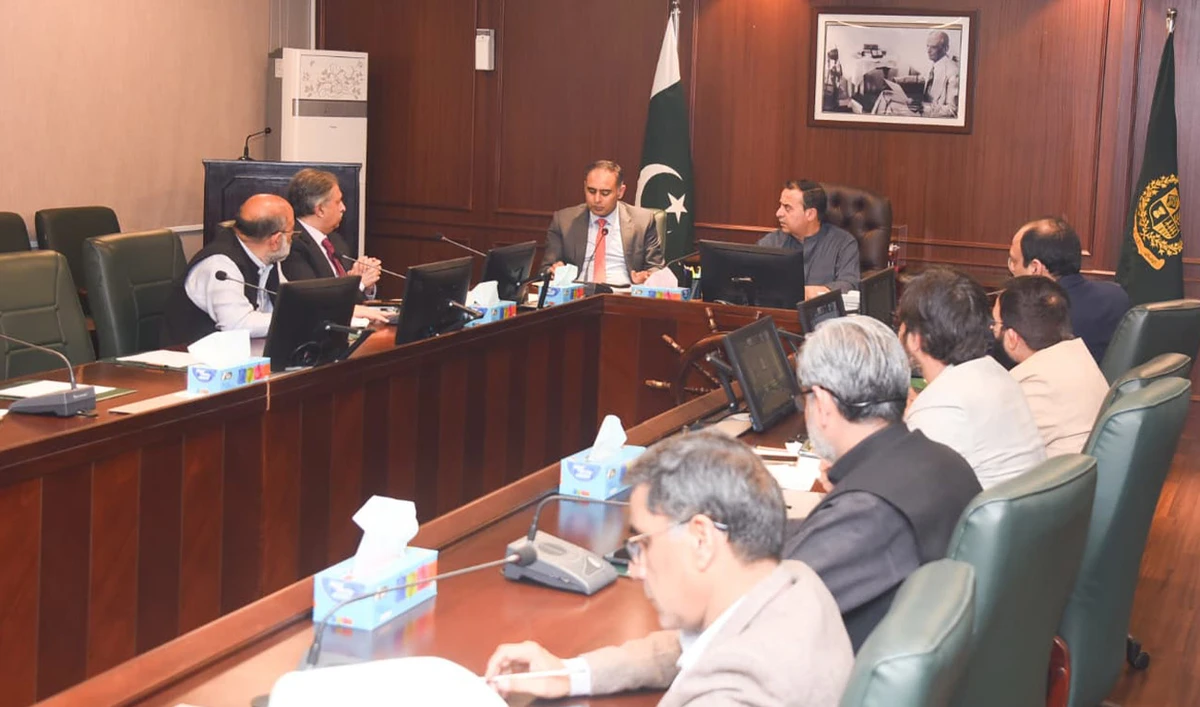 Pakistan’s Minister for Maritime Affairs, Junaid Anwar Chaudhry (center), chairing a meeting to review emerging logistical challenges facing maritime trade in Islamabad, Pakistan, on March 5, 2026. (Government of Pakistan)
