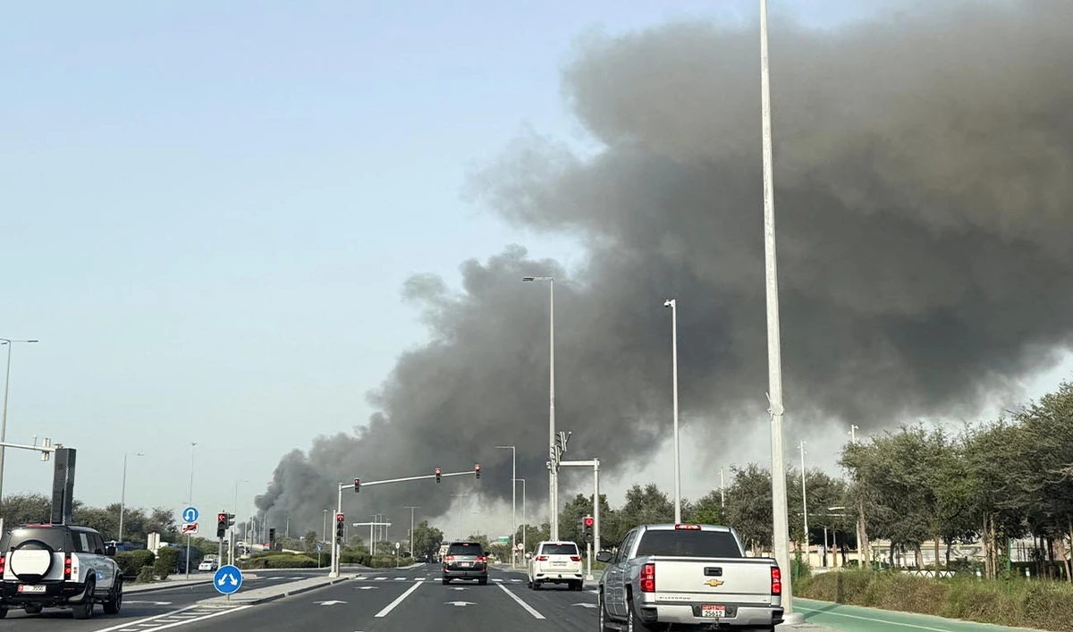 Smoke billows from Zayed port after an Iranian attack, following United States and Israel strikes on Iran, in Abu Dhabi, United Arab Emirates, March 1, 2026. (Reuters)