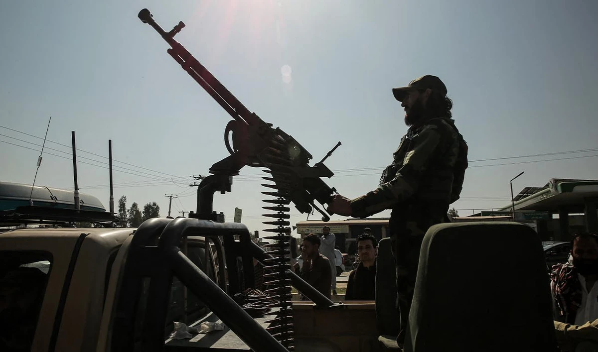 A Taliban security personnel rides an armed vehicle on the outskirts of Jalalabad on February 28, 2026, amid the ongoing clashes between Pakistan and Afghanistan. (AFP/ file)