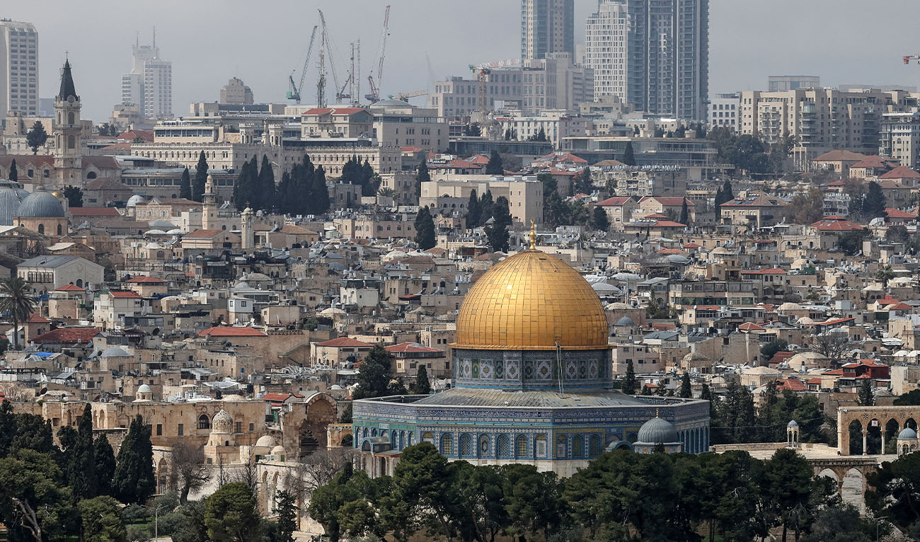 This picture shows a view of Jerusalem with an empty Al-Aqsa Mosque compound and its Dome of the Rock on March 27, 2026, as the revered holy site has remained closed since the US-Israel war with Iran began on February 28. (AFP/File)