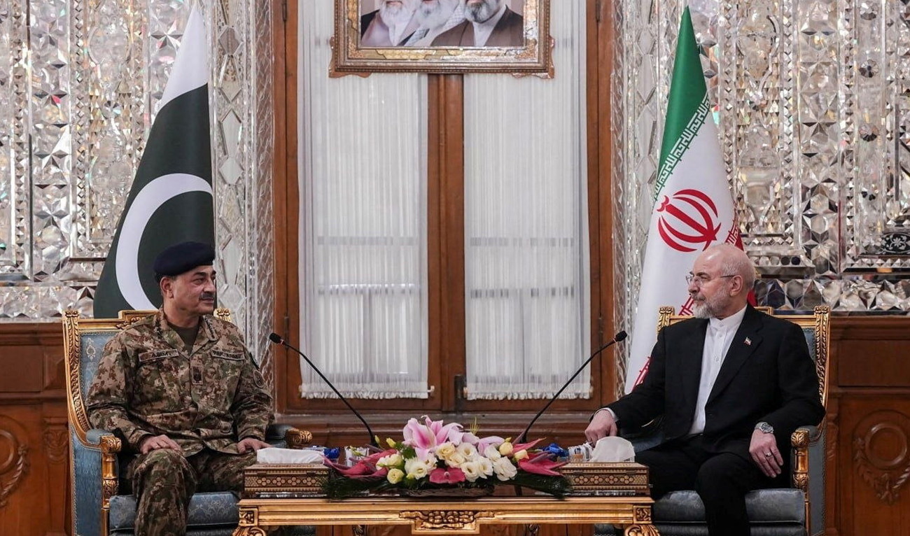Iranian Parliament Speaker Mohammad Bagher Ghalibaf meets with Pakistan army chief Asim Munir, in Tehran, Iran, April 16, 2026. (Reuters/File)
