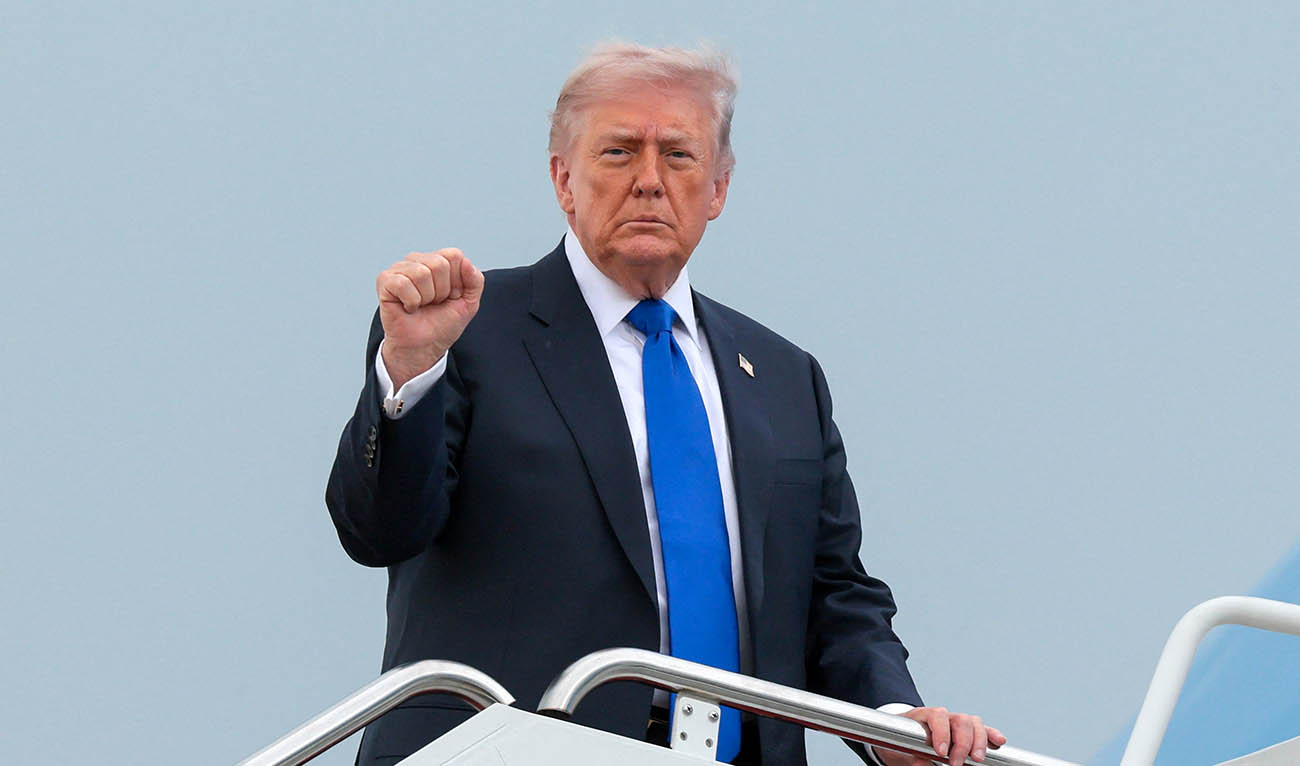 U.S. President Donald Trump boards Air Force One en route to Palm Beach International Airport, at Joint Base Andrews, Maryland, U.S., April 24, 2026. (REUTERS)