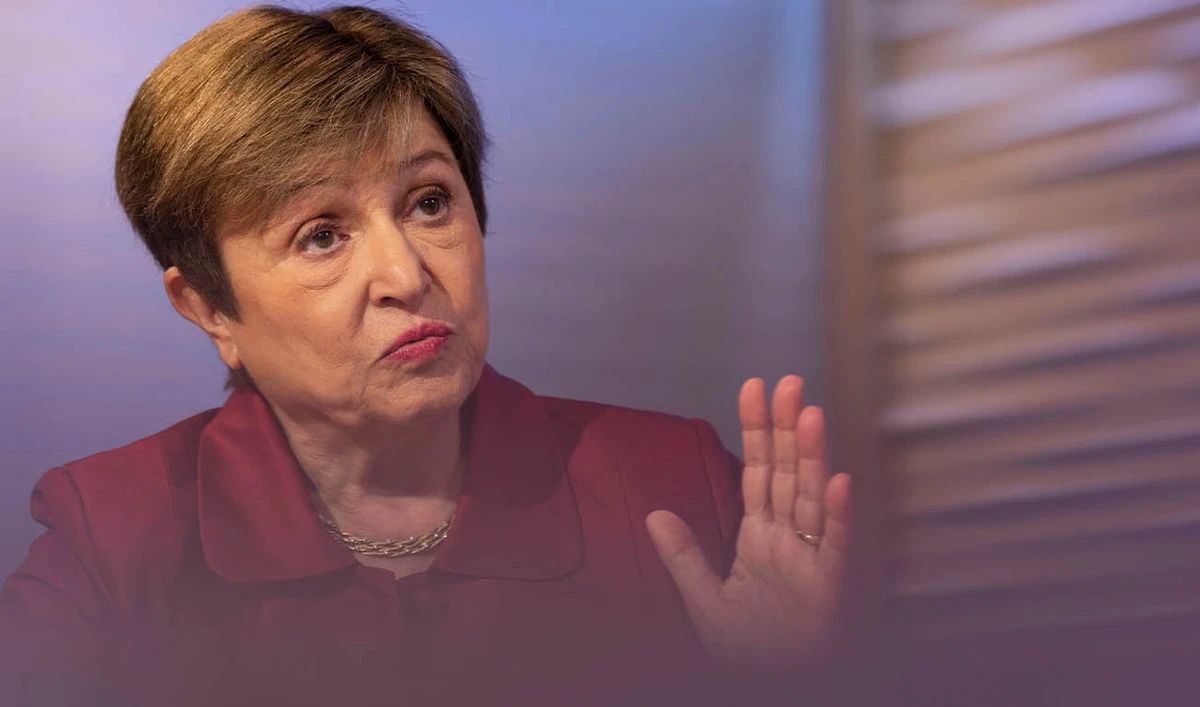 International Monetary Fund Managing Director Kristalina Georgieva speaks during an interview after delivering a curtain-raiser address ahead of the 2026 Spring Meetings at IMF headquarters in Washington, DC, on April 9, 2026. (AFP)
