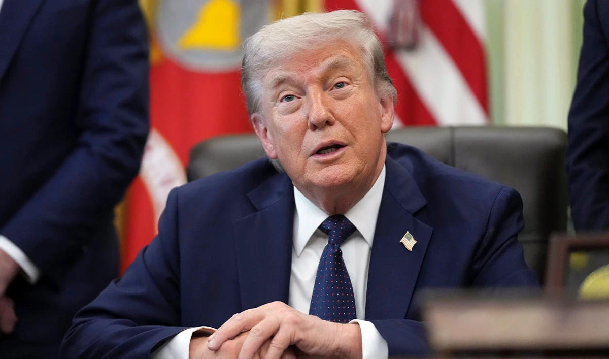 President Donald Trump speaks during a meeting between the ambassadors of Israel and Lebanon in the Oval Office at the White House in Washington, DC, on April 23, 2026. (AP)