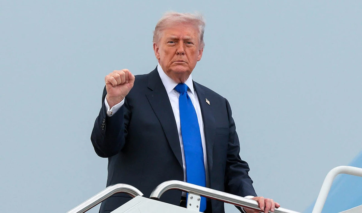 U.S. President Donald Trump boards Air Force One en route to Palm Beach International Airport, at Joint Base Andrews, Maryland, U.S., April 24, 2026. (REUTERS)
