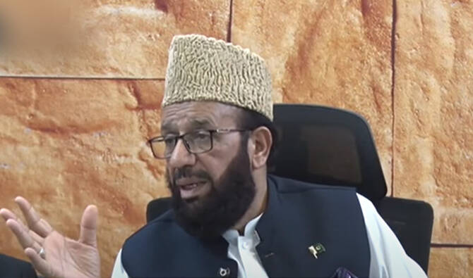 Pakistan's Religious Affairs Minister Sardar Muhammad Yousaf speaking at a press conference in Karachi, Pakistan, on April 18-2025. (Screengrab/PTV)