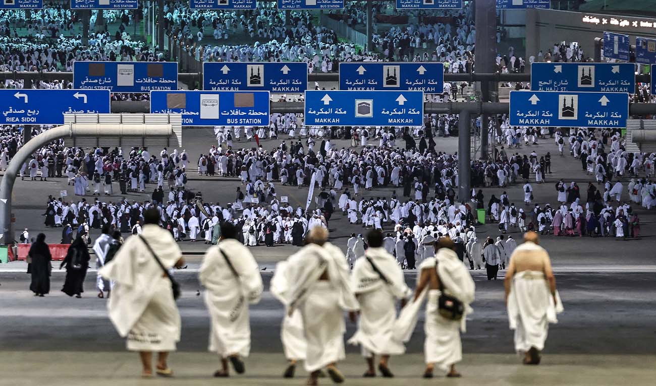 Muslim pilgrims make their way to perform the symbolic 'stoning of the devil' ritual as part of the Hajj pilgrimage in Mina on May 27, 2026. (AFP)