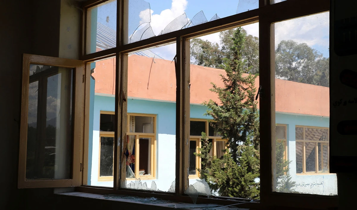 Broken window panes of the Sayed Jamaluddin Afghani University, which according to Taliban officials, was damaged in a cross-border shelling by Pakistan, in Kunar province, Afghanistan, April 29, 2026 (Reuters/File)