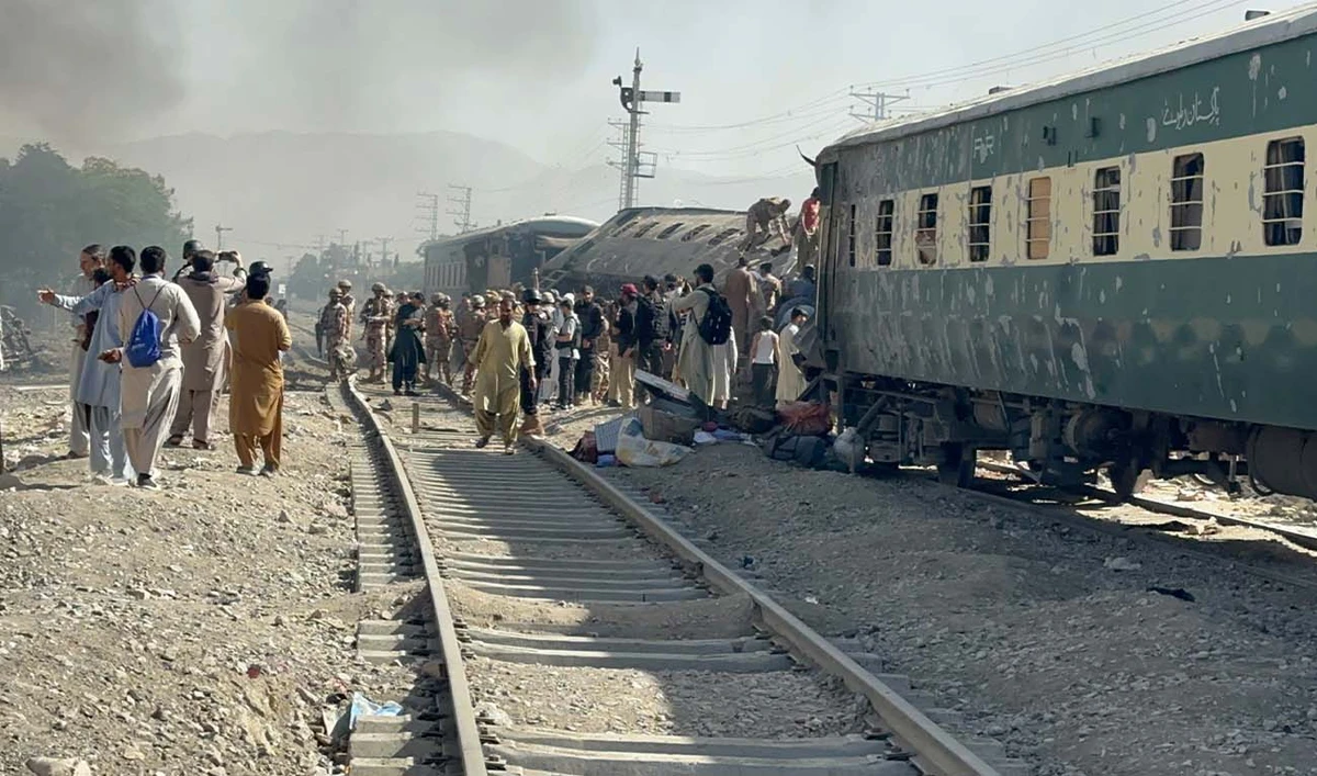 The photo taken on May 26, 2026, shows the sight of an explosion that targeted a passenger train in southwestern Pakistani city of Quetta. (AN Photo)