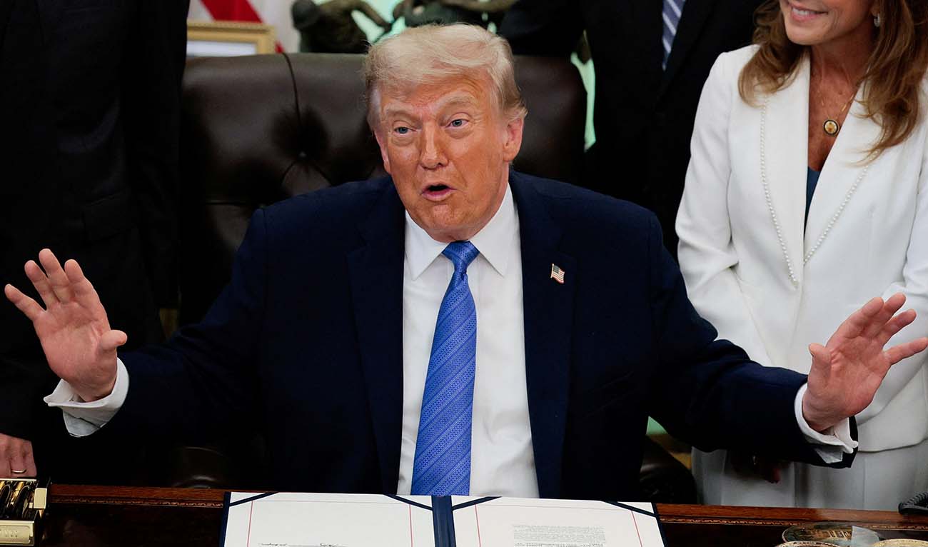U.S. President Donald Trump speaks in the Oval Office as he signs the Secure America Act, at the White House in Washington, D.C., U.S., June 10, 2026. (REUTERS)