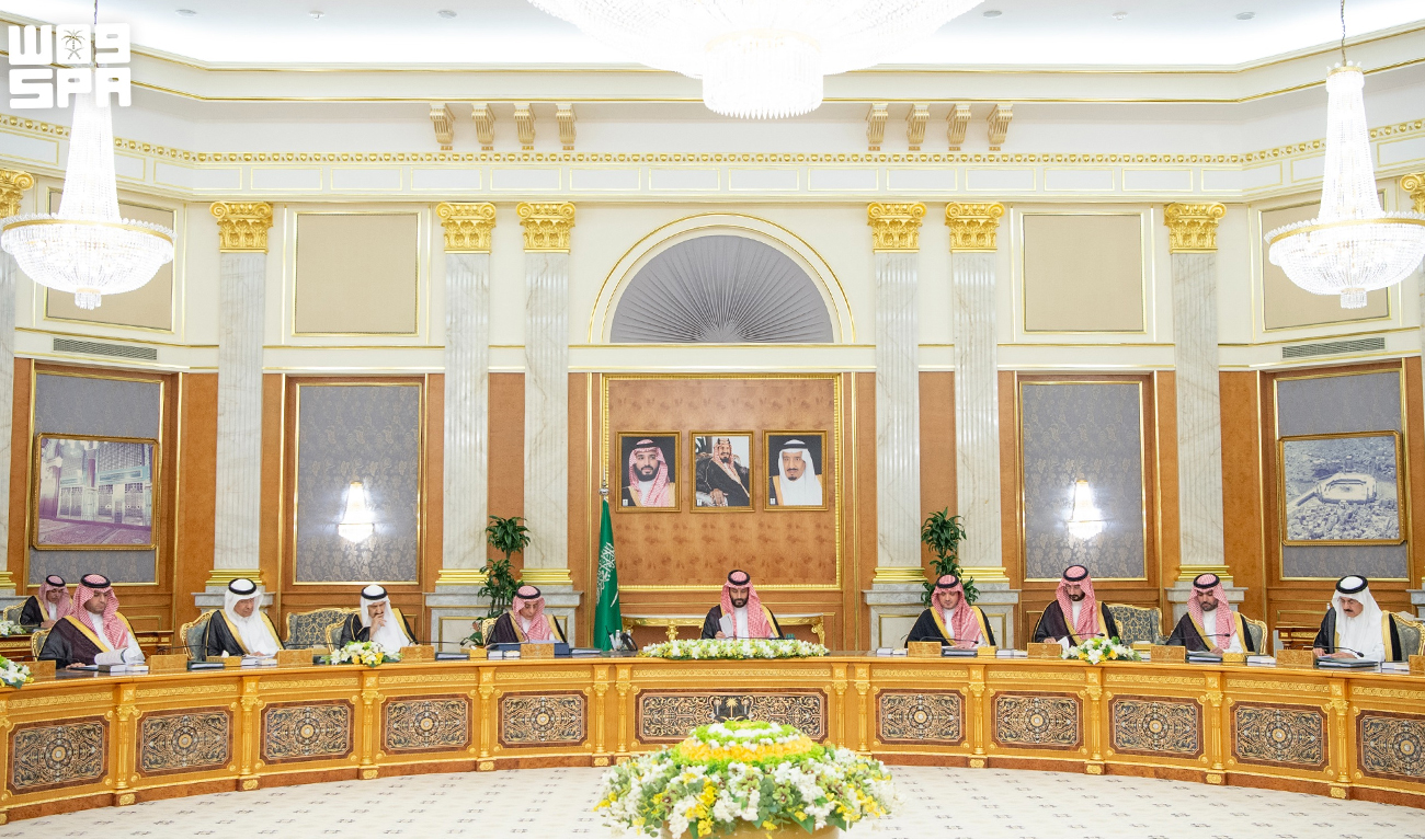 The handout photograph shows Saudi Crown Prince Mohammed bin Salman (center) chairs a cabinet meeting in Jeddah, Saudi Arabia, on June 16, 2026. (SPA)