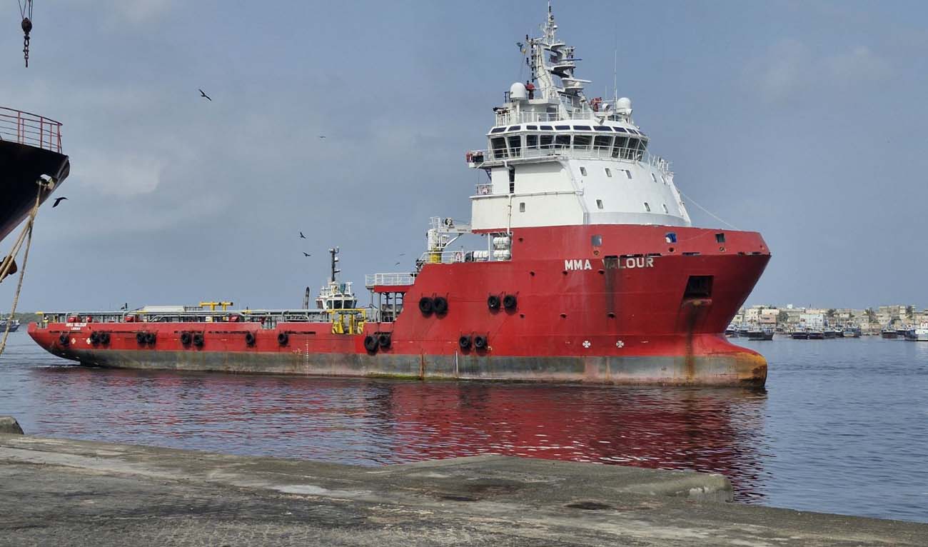 The photo shared on June 21,shows British vessel MMA Valour in the Arabian Sea. (Pakistan maritime agency)