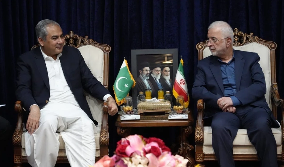 Pakistan’s Interior Minister, Mohsin Naqvi, meets Iran’s Interior Minister, Eskandar Momeni (right), in Tehran, Iran, on June 6, 2026. (Iranian Interior Ministry)