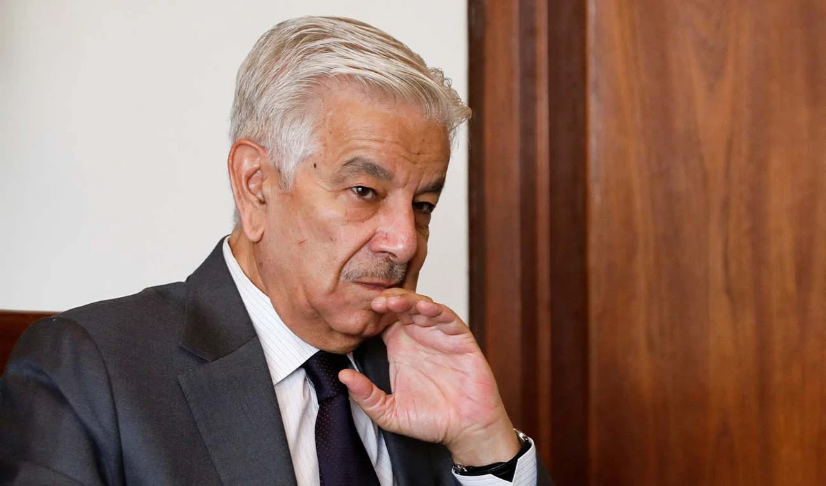 Pakistan's Defence Minister Khawaja Muhammad Asif looks on during an interview with Reuters in Islamabad, Pakistan, October 20, 2025. (REUTERS)