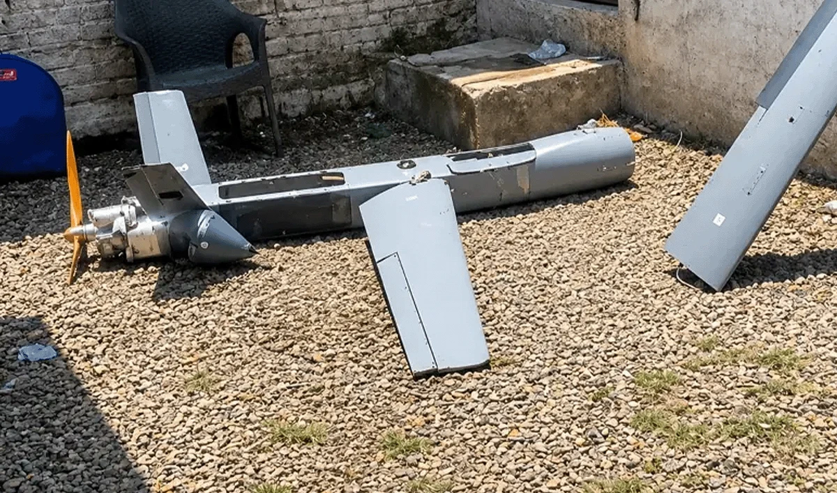 A picture shared by the information ministry on June 19, 2026 of a "rudimentary drone" sent by Afghan Taliban that was downed in Pakistan's northern Khyber Pakhtunkhwa province. (@MoIB_Official/X)