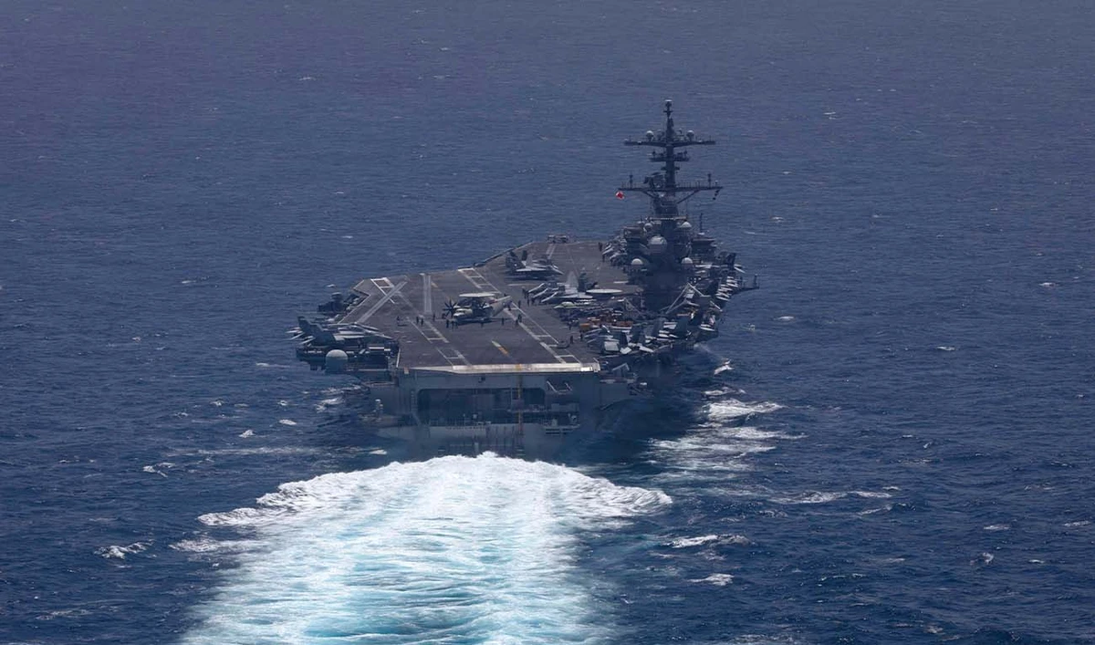 This US Navy handout photo released on May 7, 2026, by US Central Command Public Affairs shows Nimitz-class aircraft carrier USS George H.W. Bush (CVN 77) sailing in the Arabian Sea, on May 3, 2026. (AFP/ file)