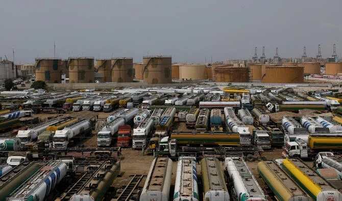 In this file photo, taken on September 19, 2023, oil tankers are seen parked in Karachi, Pakistan. (Reuters/File)