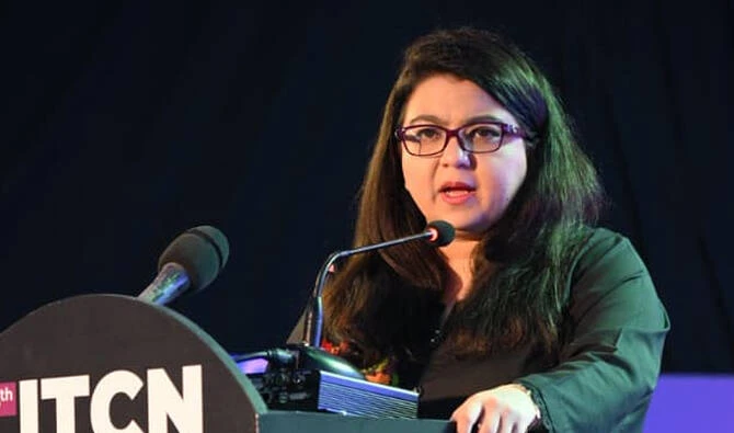 The file picture of Pakistan’s Information Technology (IT) Minister Shaza Fatima Khawaja at the inaugural session at ITCNAASIA2025 in Islamabad on September 23. 2025. (MoitOfficial/X/File)