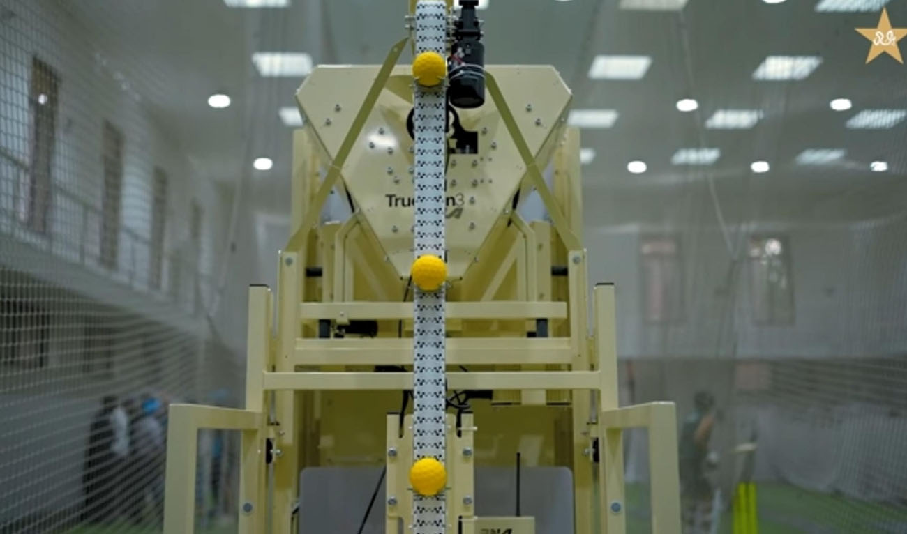 An artificial intelligence-powered bowling machine installed at a cricket training facility in Pakistan. (Photo courtesy: PCB)