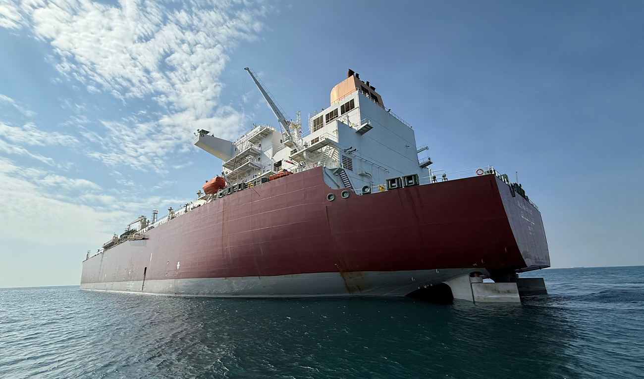 A photo taken on December 5, 2025, of the Al-Kharaitiyat vessel, which data shows, it was sailing toward the Strait of Hormuz on May 9, 2026, after departing Qatar’s Ras Laffan en route to Port Qasim in Pakistan. (Reuters/File)