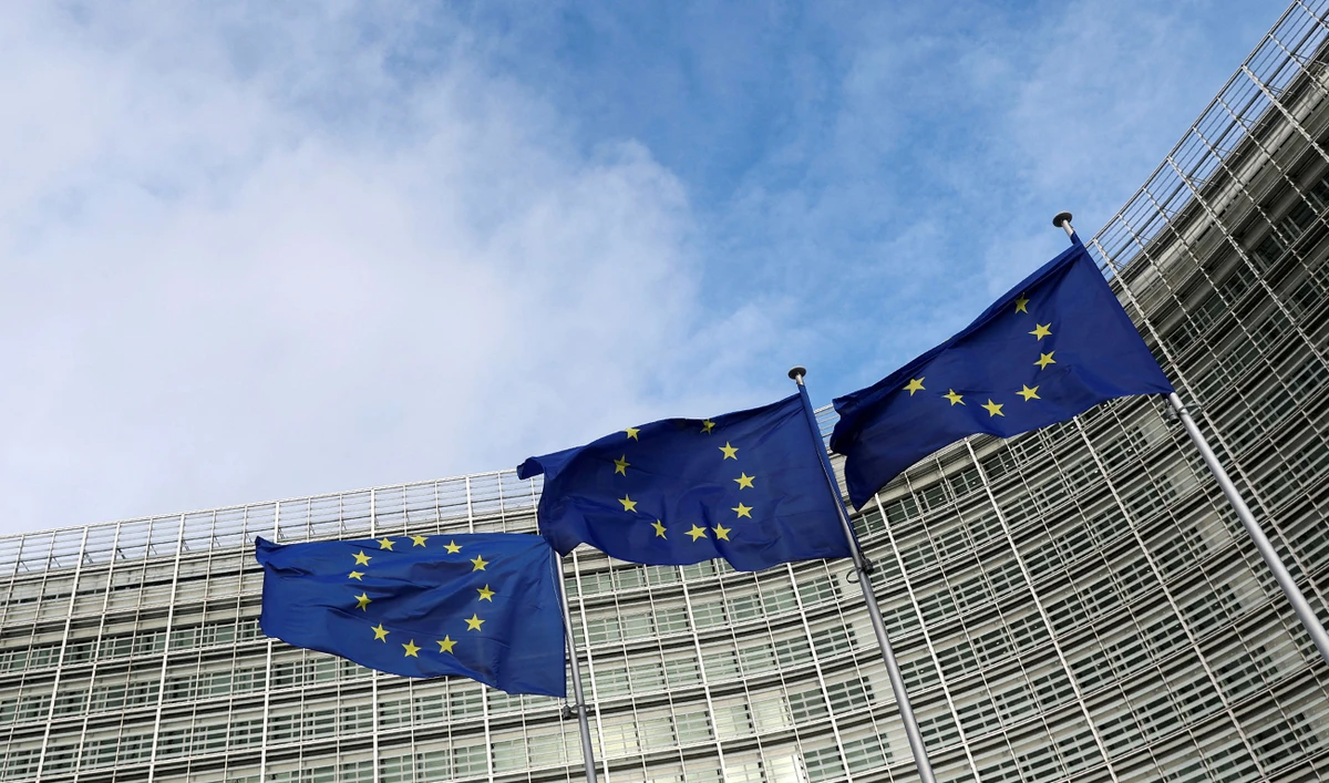 European Union flags fly outside the European Commission in Brussels, Belgium, on November 8, 2023. (REUTERS/File)