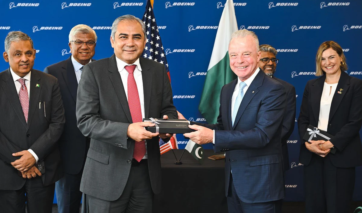 Interior Minister Mohsin Naqvi meeting with Boeing Global President Brendan Nelson in Washington on July 17, 2026. (GoP)