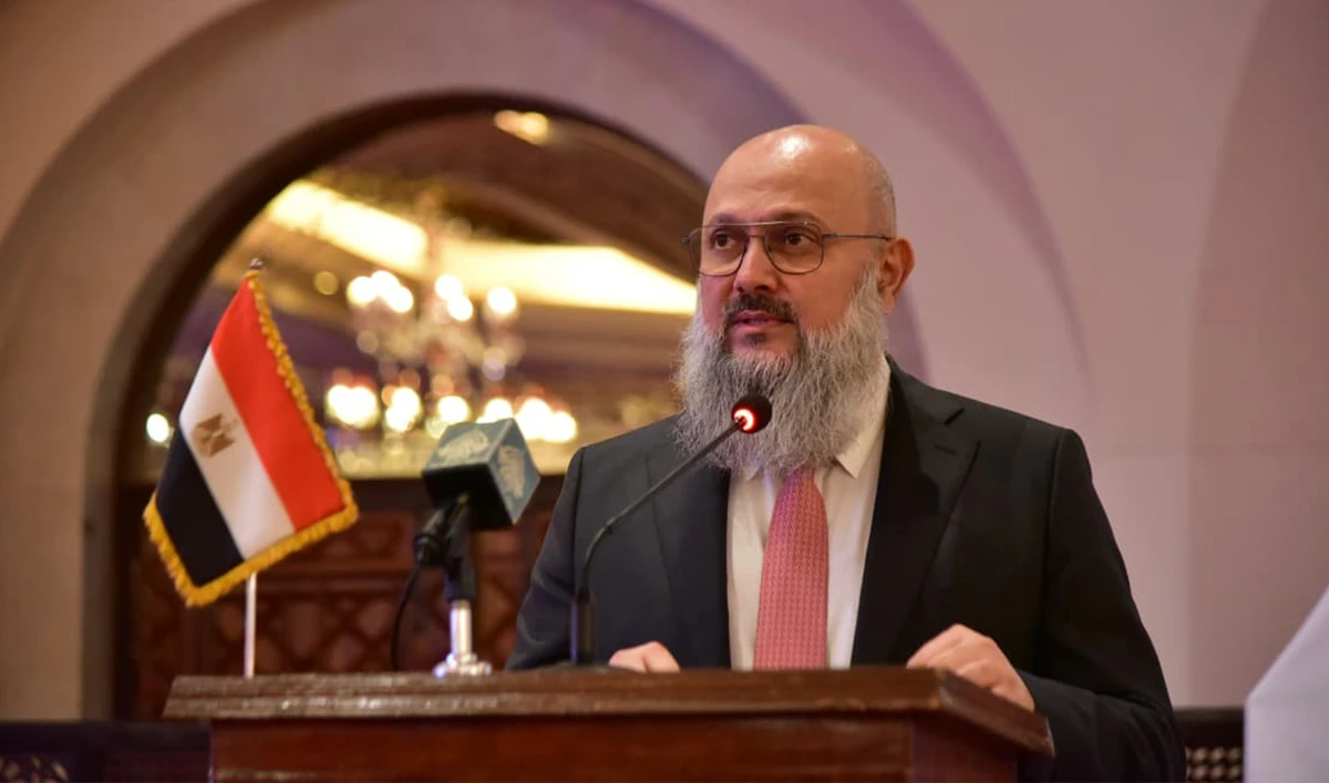 Pakistan’s Commerce Minister Jam Kamal Khan speaking at a reception in Islamabad marking Egypt’s National Day on July 16, 2026. (Commerce Ministry)