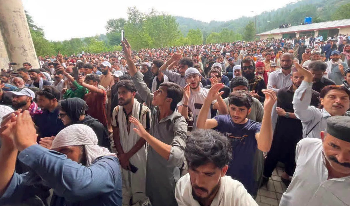 Screengrab showing members of Joint Awami Action Committee (JAAC) protesting in Azad Kashmir on July 27, 2026. (JAAC)
