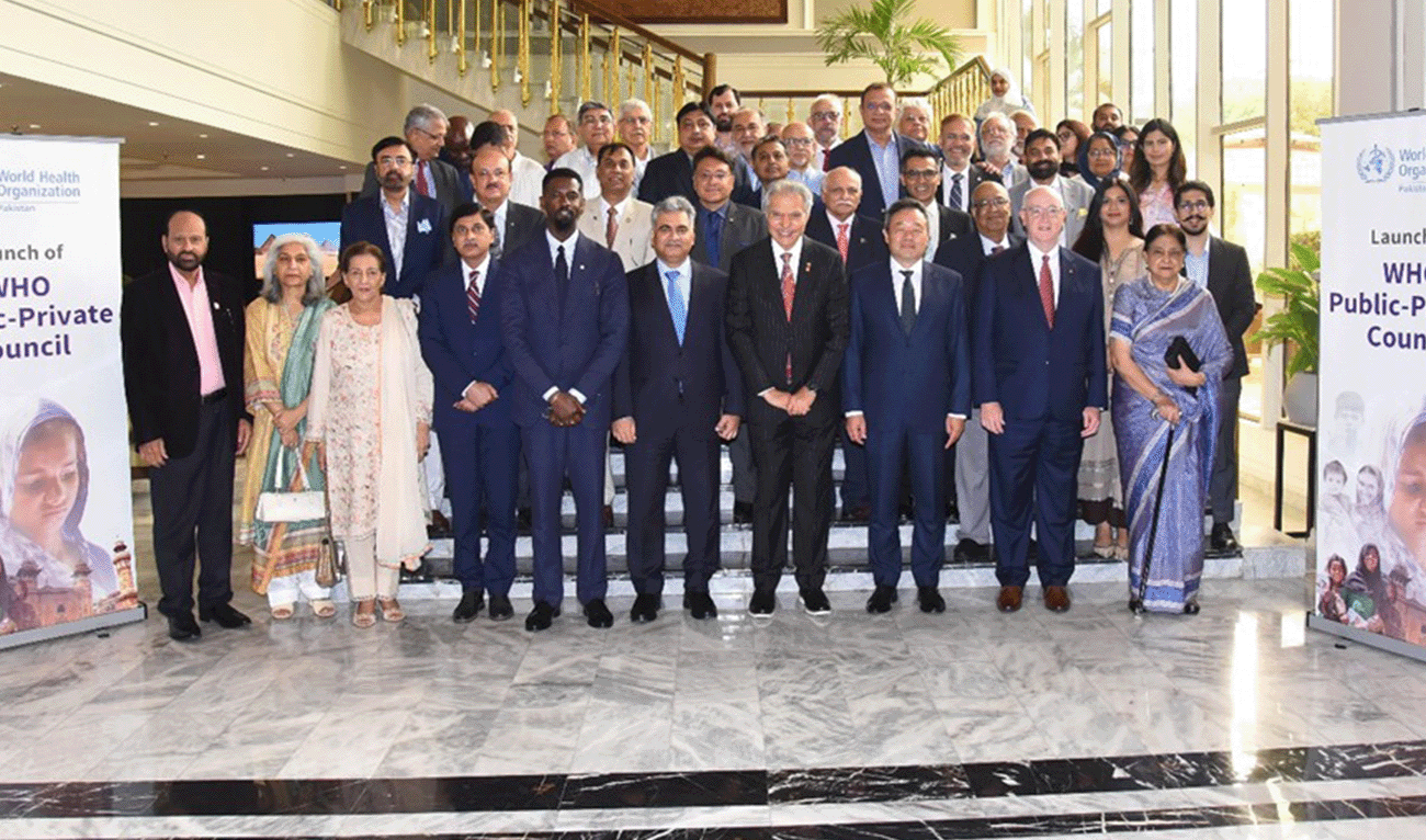 Members of WHO Pakistan Public-Private Council during the launching ceremony in Karachi, Pakistan in a picture shared by WHO on August 3, 2026. (WHO)