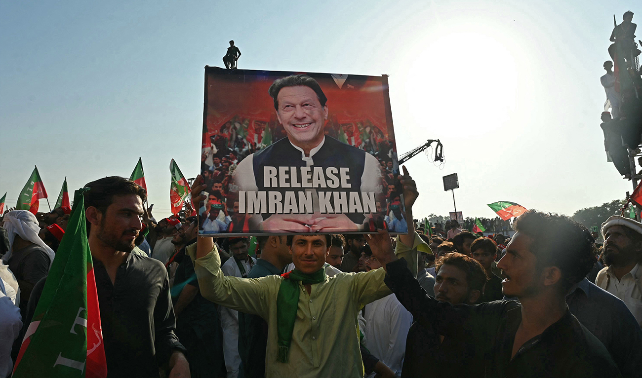 Activists of Pakistan Tehreek-e-Insaf (PTI) party of former country’s prime minister Imran Khan, take part in a public rally on the outskirts of Islamabad on September 8, 2024. (AFP/ file)