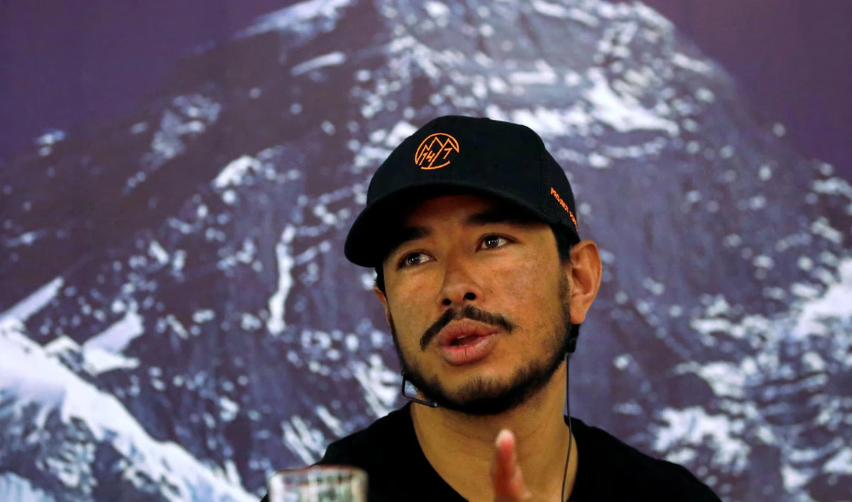 Nirmal Purja speaks during a news conference after climbing six mountains including Mt. Everest in Kathmandu, Nepal May 28, 2019. (Reuters/File)