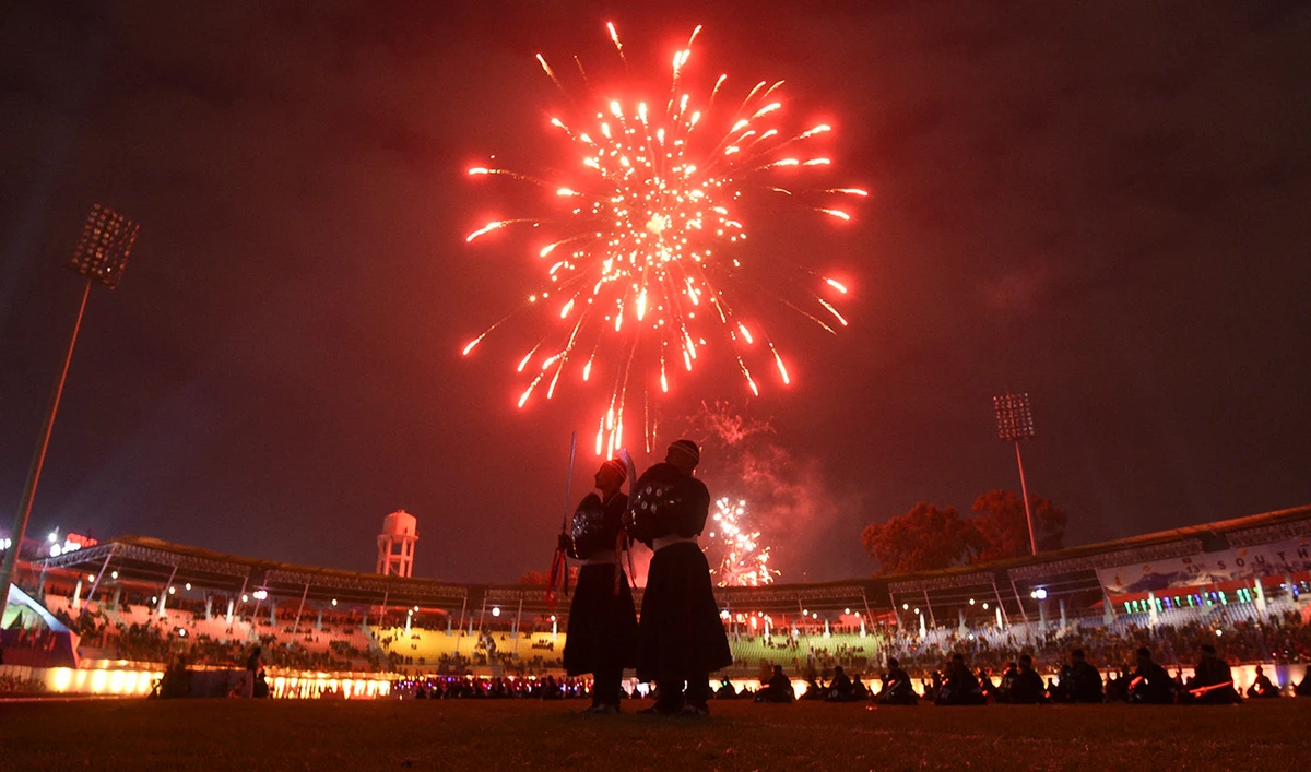Fireworks are displayed during the closing ceremony of the 13th South Asian Games (SAG) in Kathmandu on December 10, 2019. (AFP)