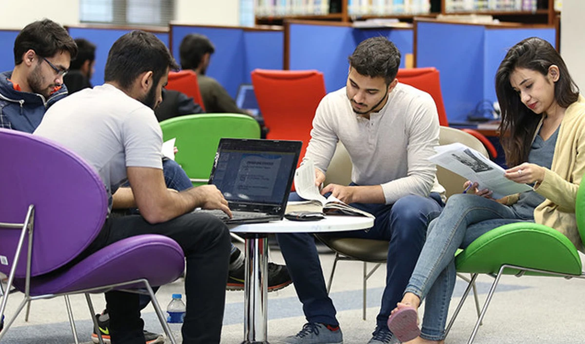 Students are seen studying together at a library at the Lahore University of Management Sciences (LUMS), Pakistan, in this undated file photo. (Photo courtesy LUMS)