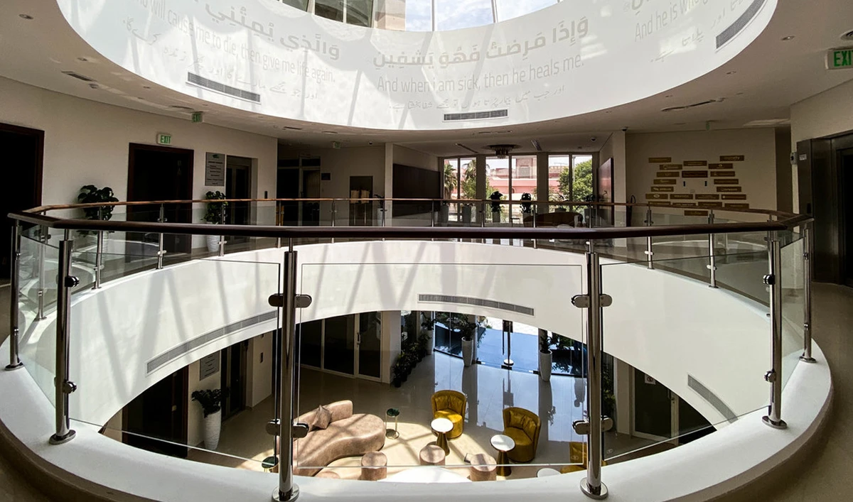 This undated picture shows the central entrance of the Pakistan Medical Center located at the Pakistan Association Dubai in Oud Metha, Dubai. (Picture courtesy: Pakistan Association Dubai)/File