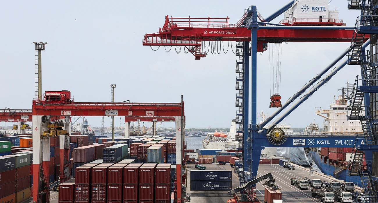 Shipping containers are stacked at Karachi Gateway Terminal Limited (KGTL) in the port area of Karachi, Pakistan, June 23, 2026. (Reuters/File)