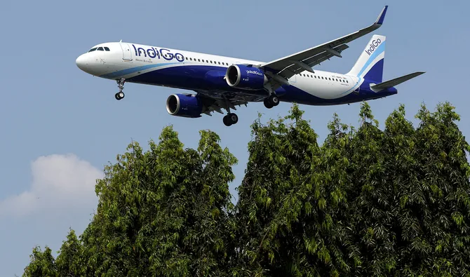 An IndiGo Airlines aircraft flies low as it prepares to land in Mumbai, India, on October 22, 2025. (REUTERS/File)