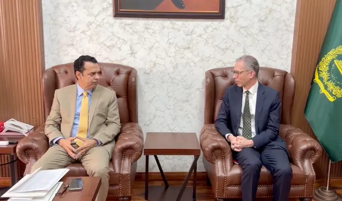 Minister of State for Interior Tallal Chaudhry meeting with a Google delegation led by Senior Director David Wellar (right) in Islamabad, Pakistan, on August 19, 2026. (Interior Ministry)
