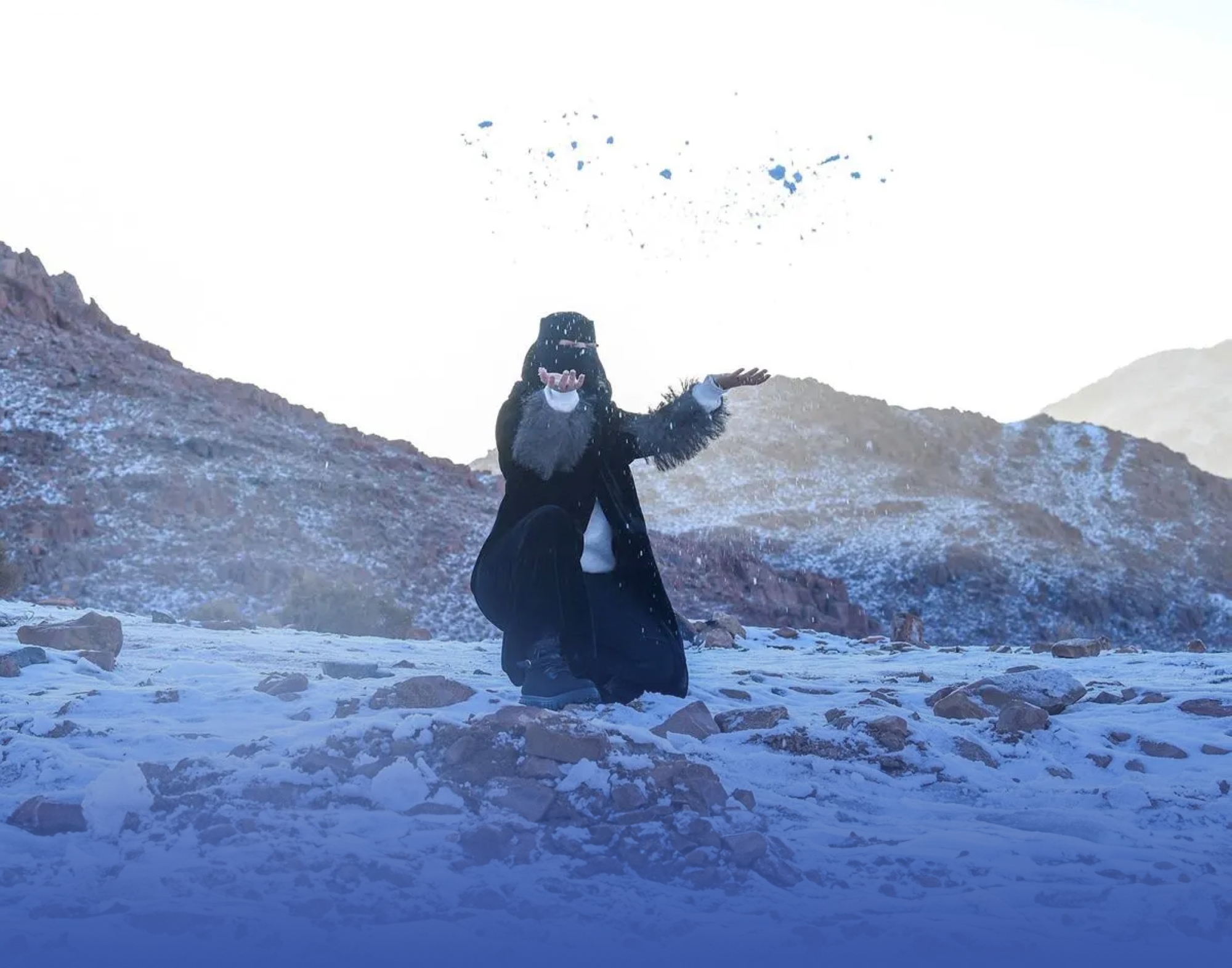 "اللوز".. رفيق الثلج يجذب الأنظار لـ"بوابة الشمال"