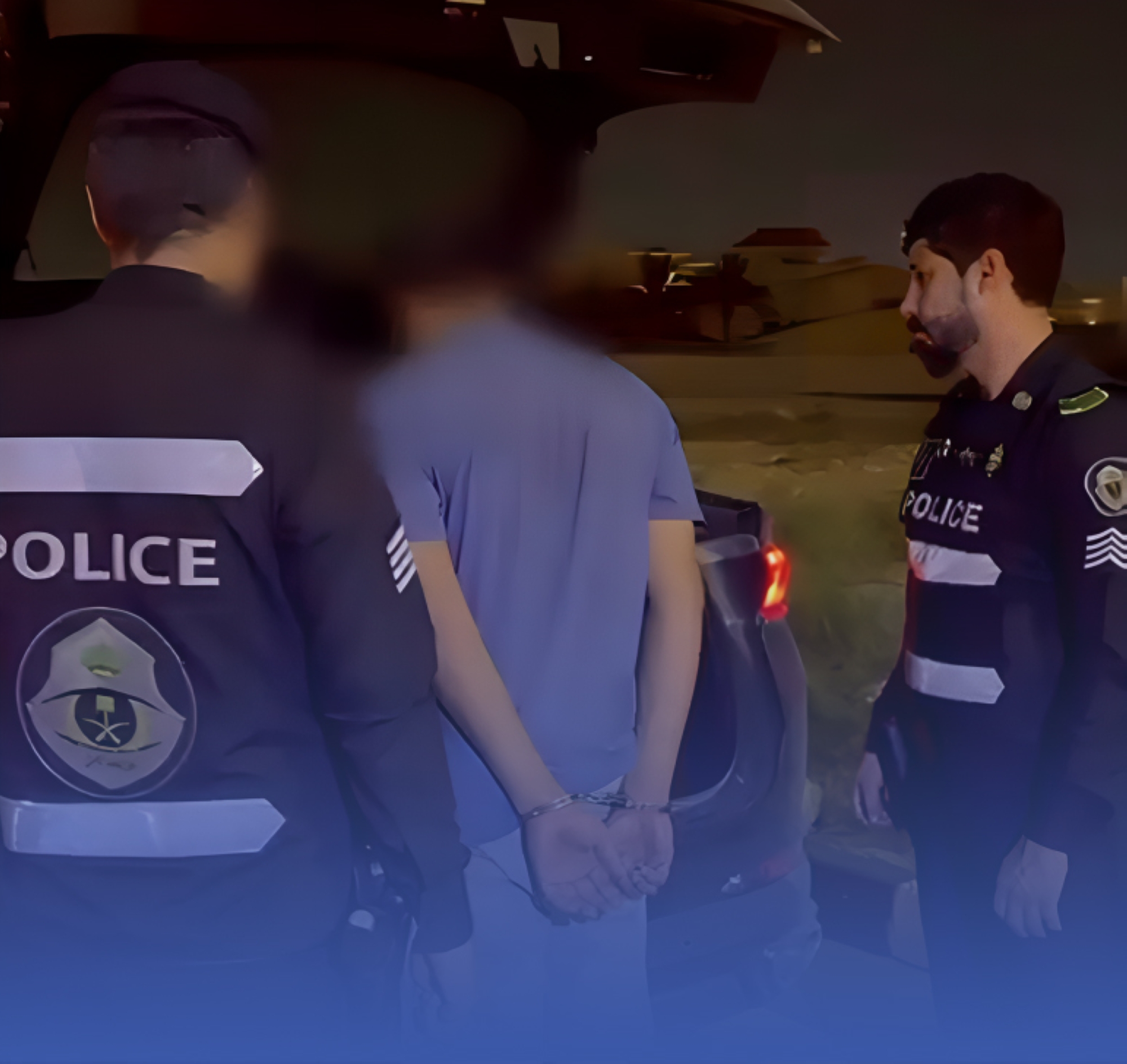 لحظة القبض على مواطن يقود مركبة مسروقة
